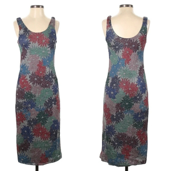 SPLENDID X MARGHERITA MISSONI Dress Brillare Daisy Metallic Midi Sheath Small - Picture 3 of 16